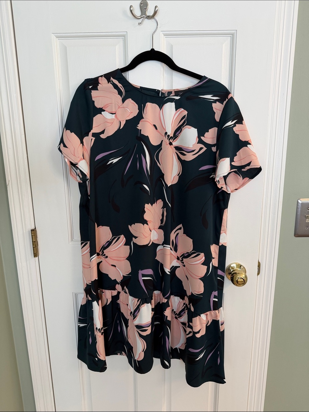 Halogen Black Dress with Blush Pink Floral Print
